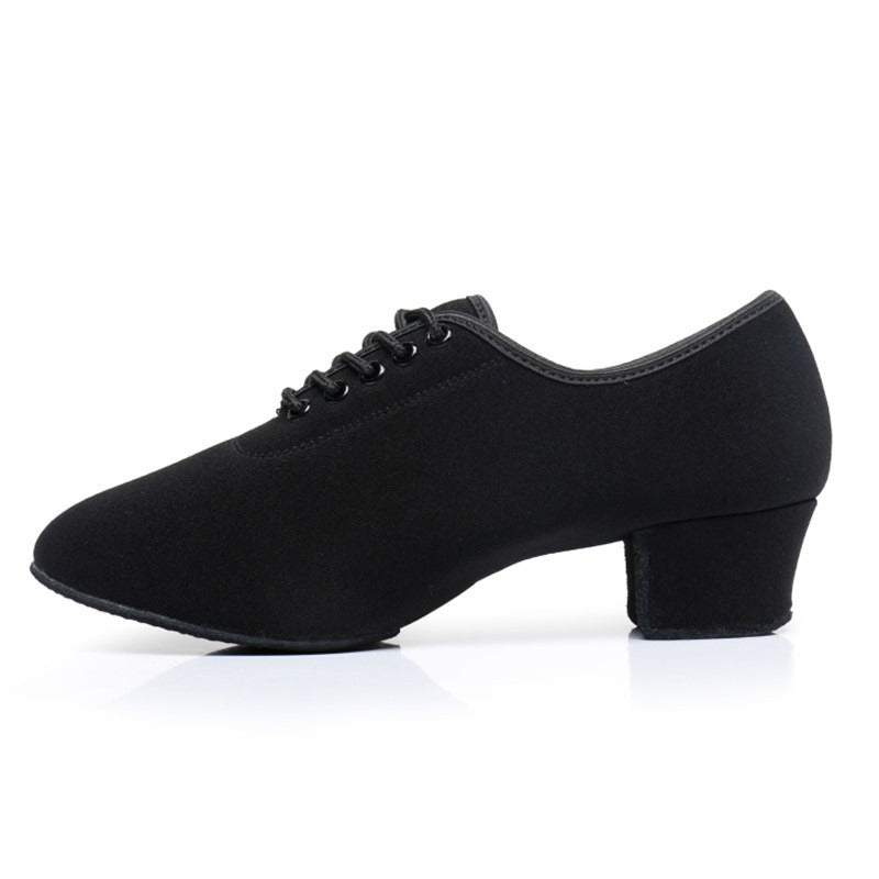 Men's Oxford cloth two-soled indoor Latin dance shoes, boys' high-heeled dance practice shoes, ballroom dance shoes