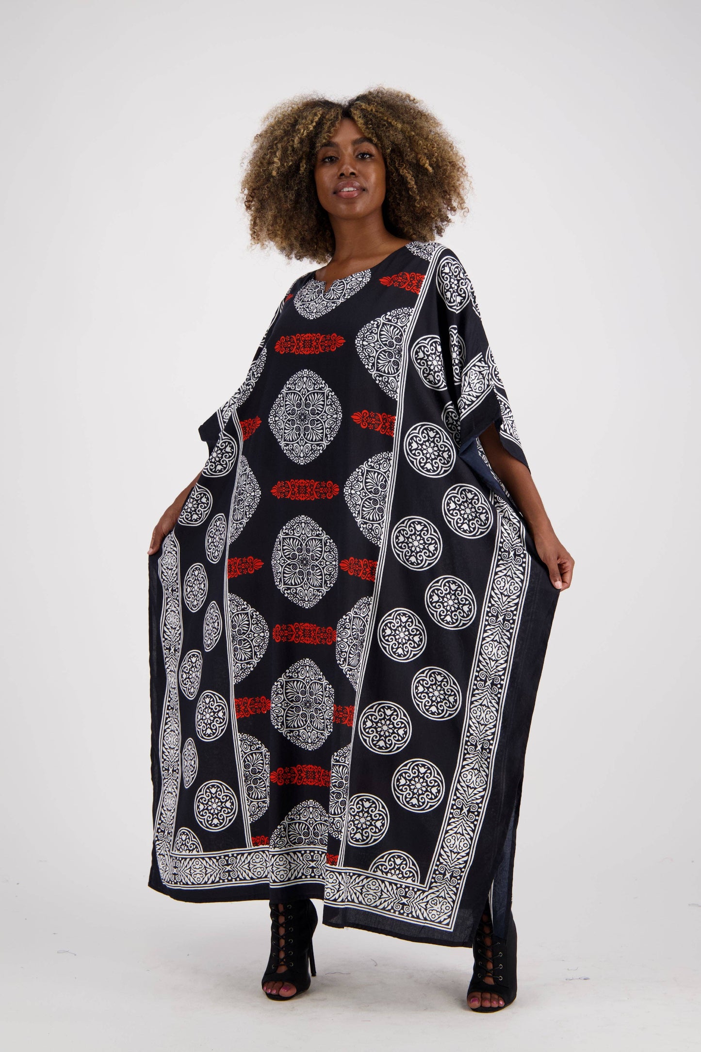 African Block Print Kaftan KAF-1046: Assorted / One Size Fits Most