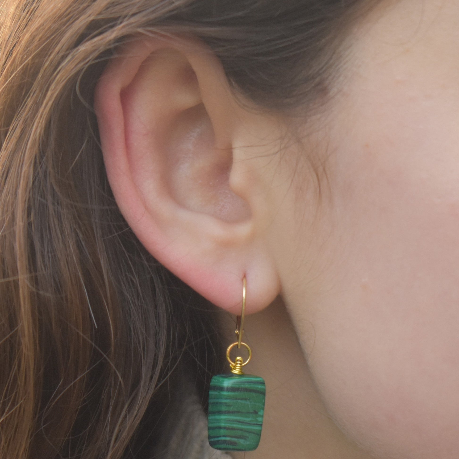 Malachite and Yellow Gold Vermeil Earrings, Gemstone Earrings, Bloom Collection | by nlanlaVictory-1