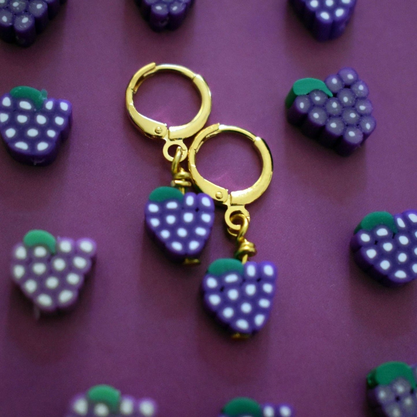 Grapes Fruit Huggie Earrings | by Ifemi Jewels-3