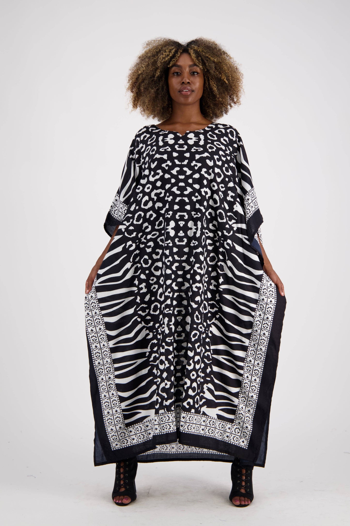 Zebra Print Kaftan KAF-1042: Assorted / One Size Fits Most