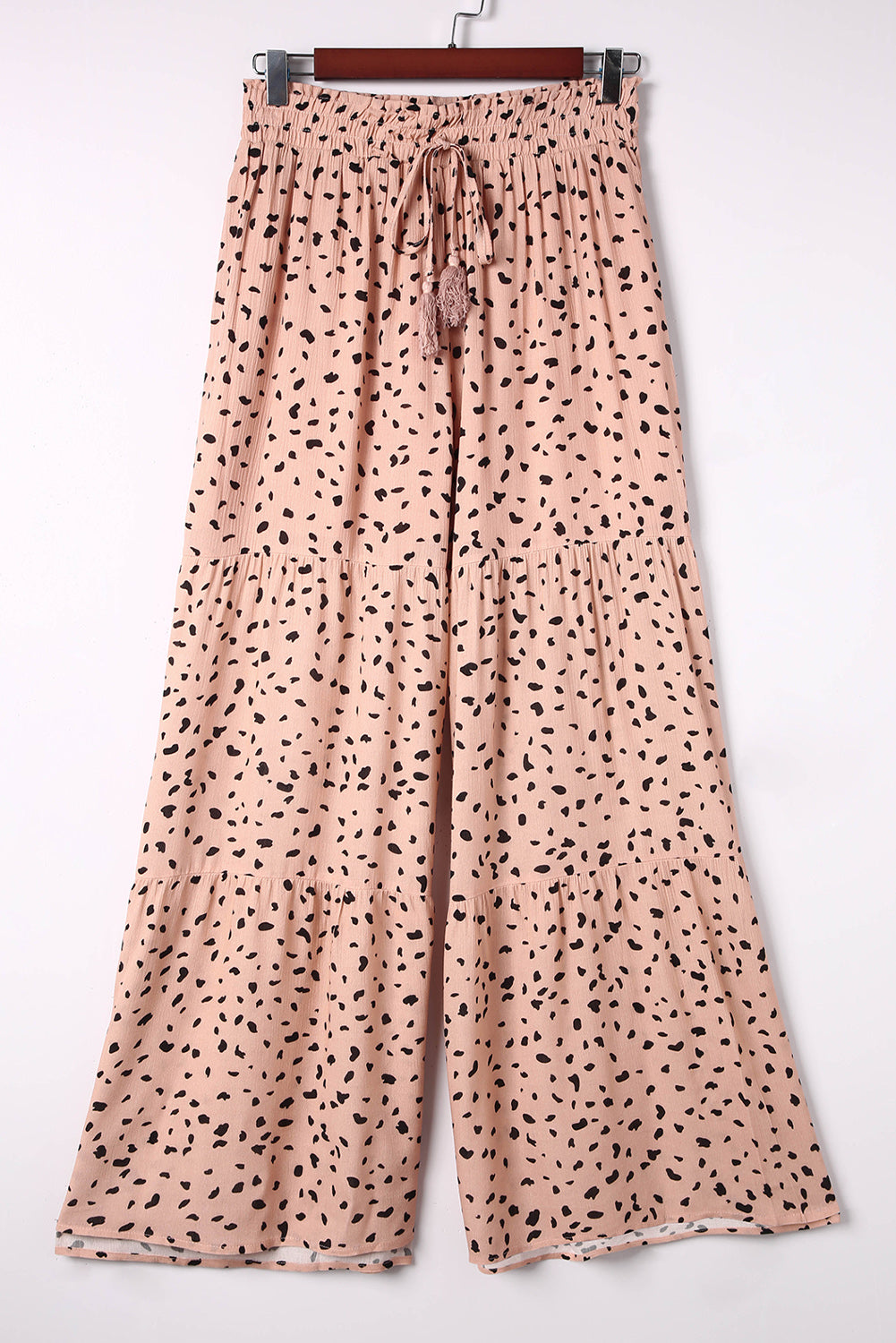 Brown Ruffle Wide Leg Dalmatian Palazzo Pants