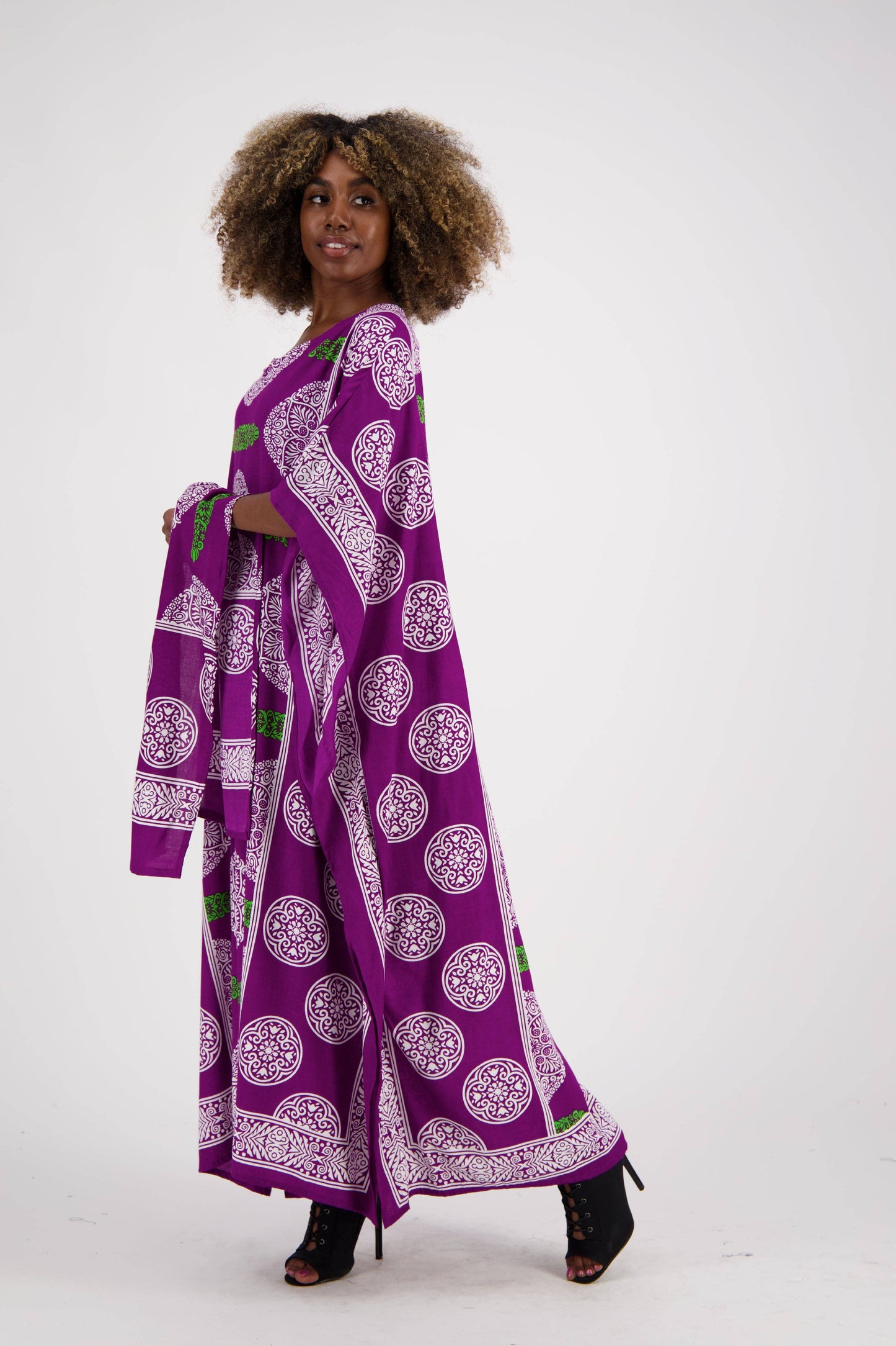 African Block Print Kaftan KAF-1046: Assorted / One Size Fits Most