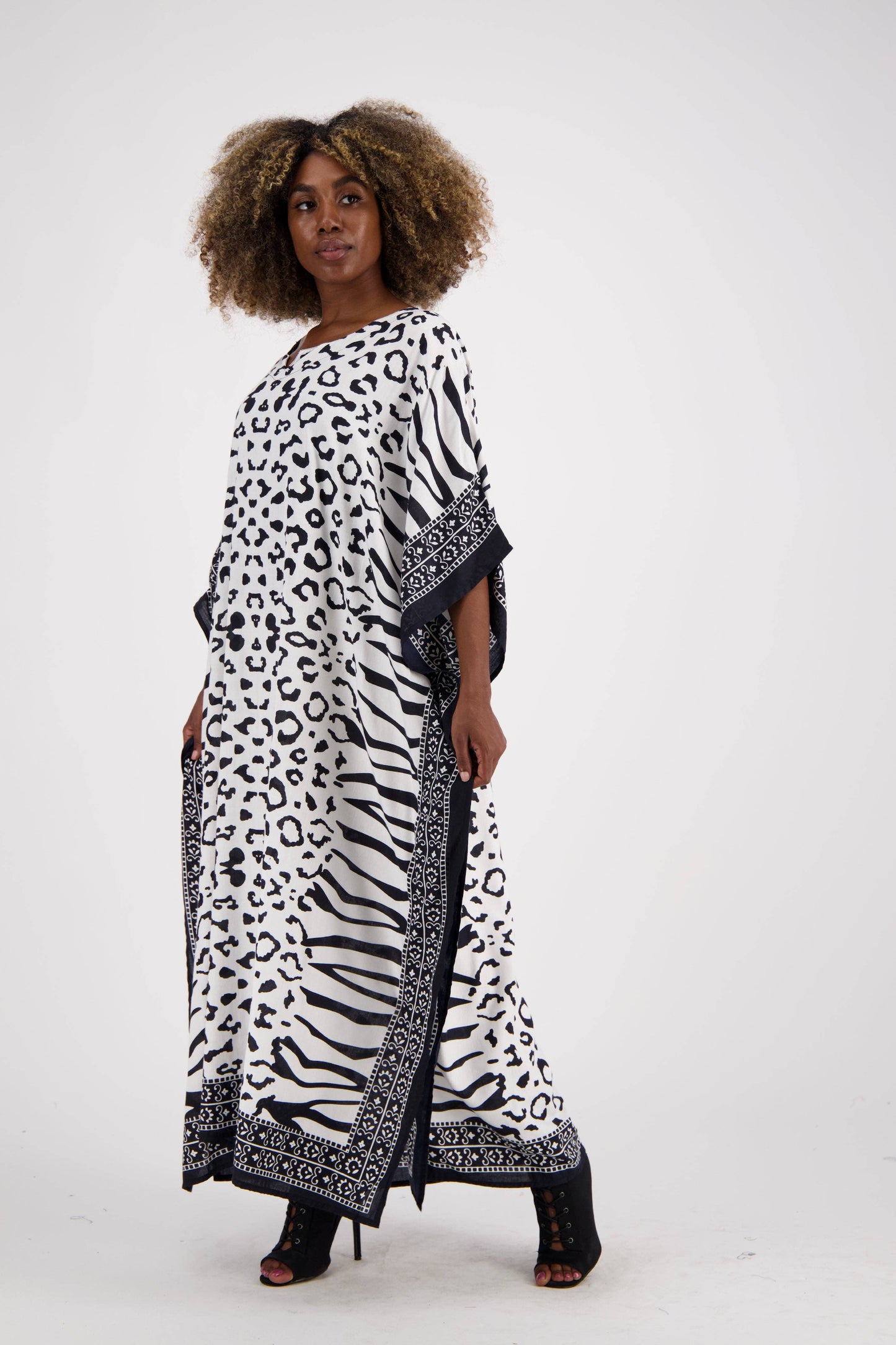 Zebra Print Kaftan KAF-1042: Assorted / One Size Fits Most