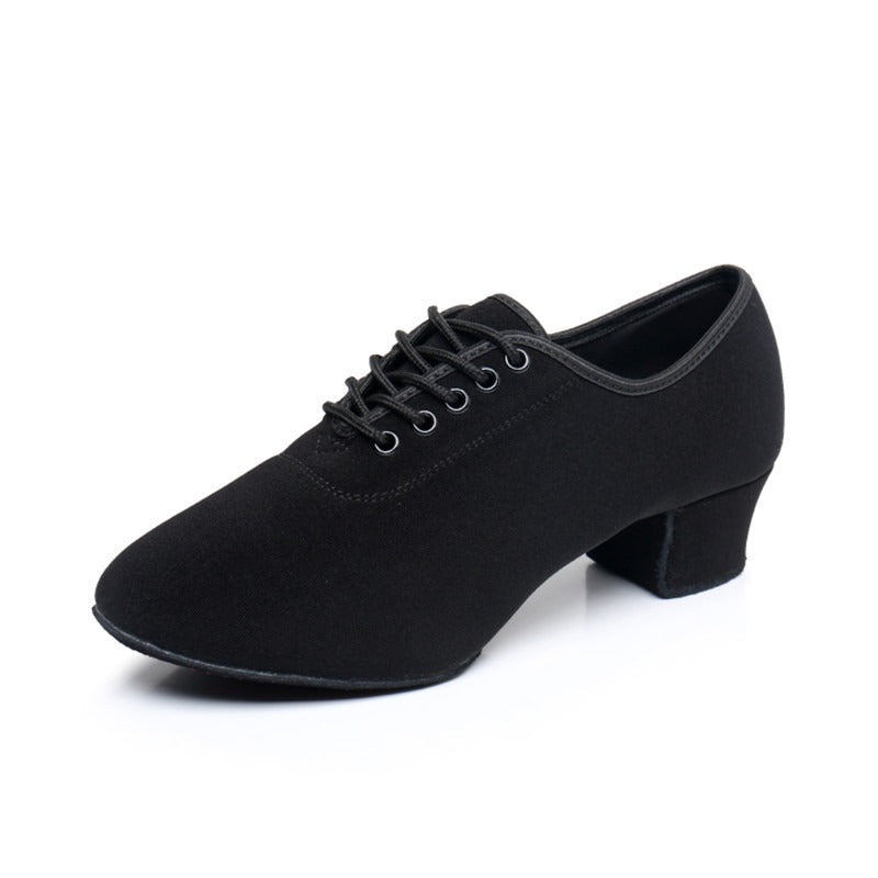 Men's Oxford cloth two-soled indoor Latin dance shoes, boys' high-heeled dance practice shoes, ballroom dance shoes