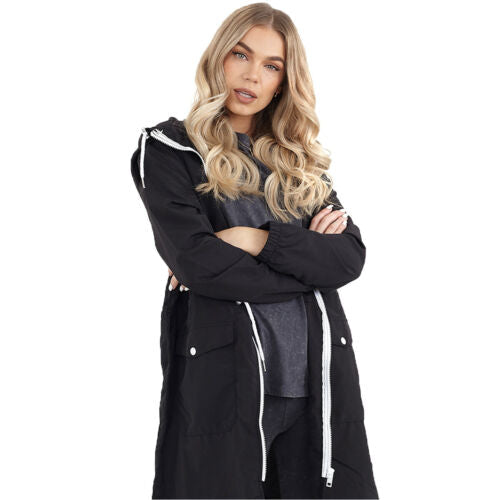 Ladies Brave Soul Devan Hooded Rain Mac-3