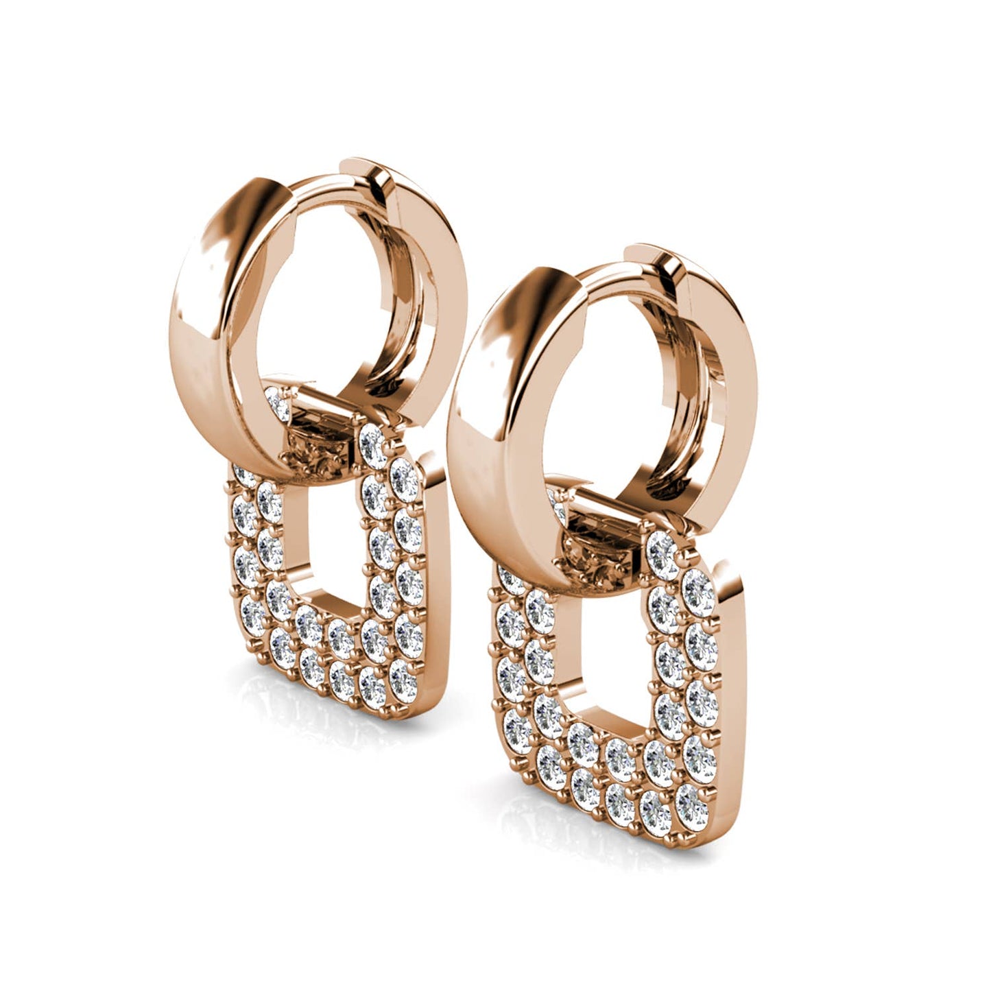 Classic Square Earrings - Rose Gold and Crystal