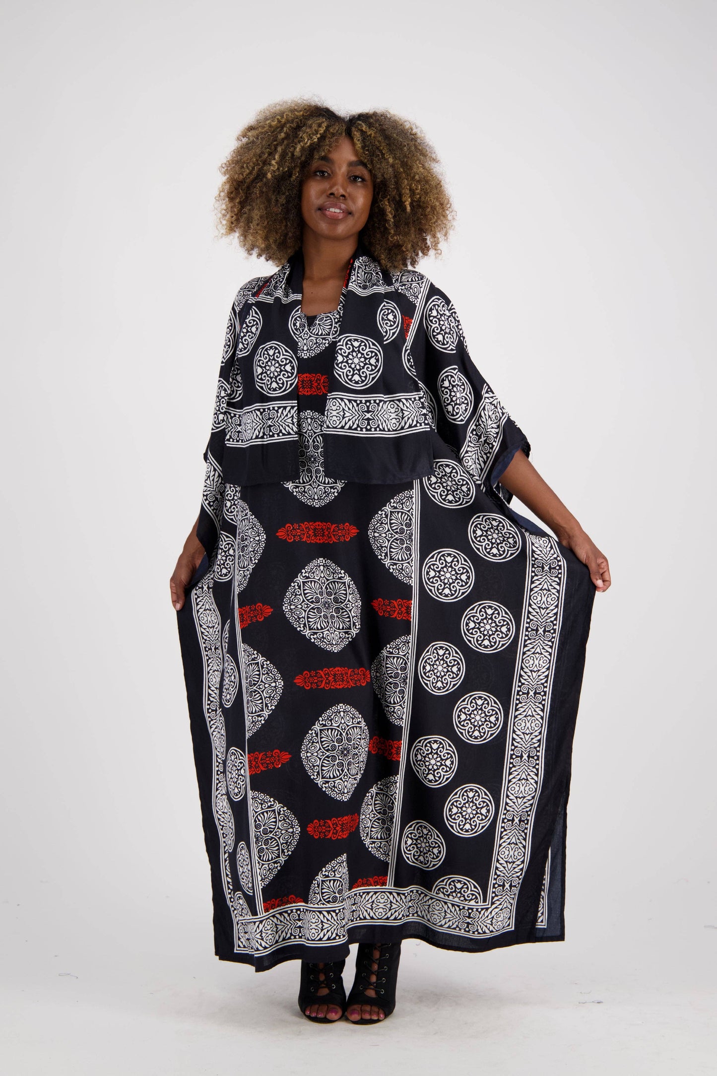 African Block Print Kaftan KAF-1046: Assorted / One Size Fits Most