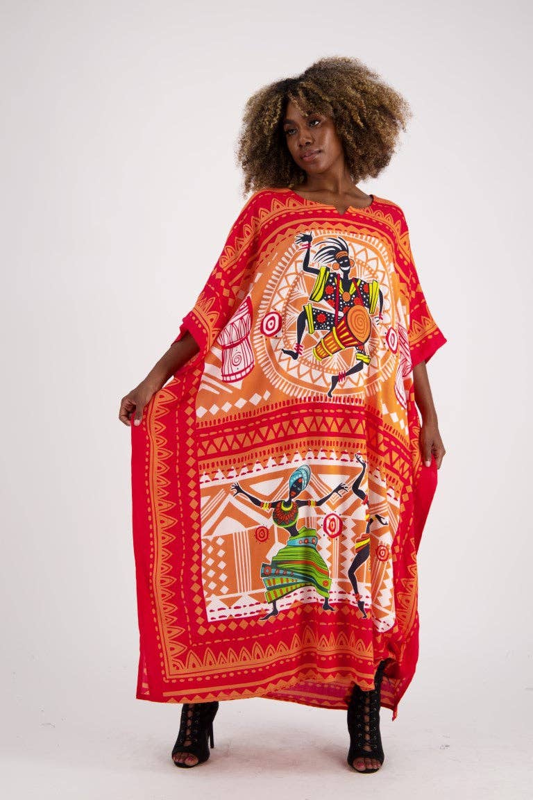 Tribal Print Kaftan KAF-1044: Assorted / One Size Fits Most