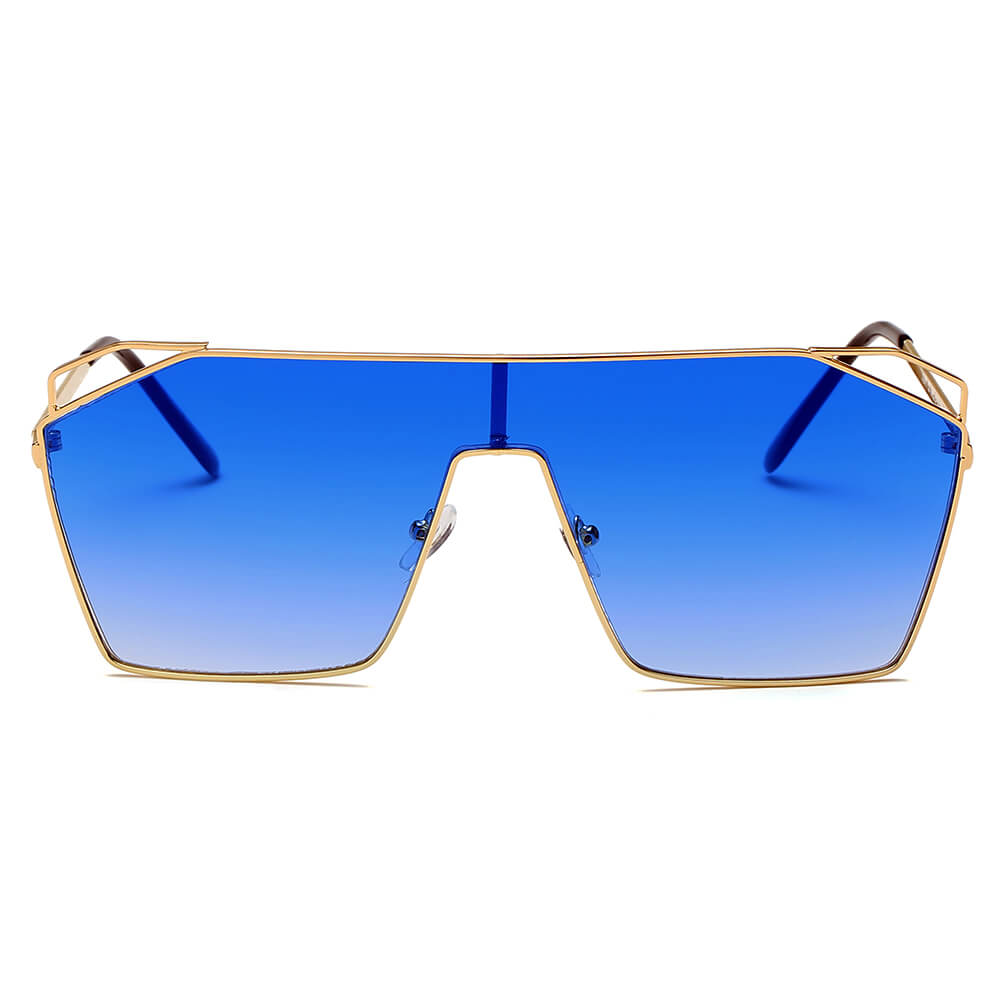 LAVAL | S2071 - Flat Top Metal Oversize Square Fashion Sunglasses-9