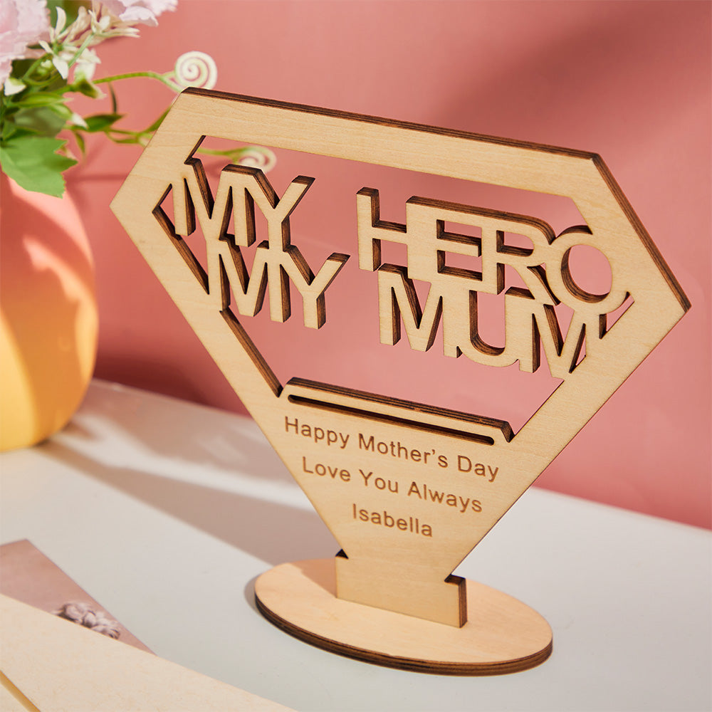 Custom Engraverd Ornament Creative Diamond Wooden Gifts for Mom