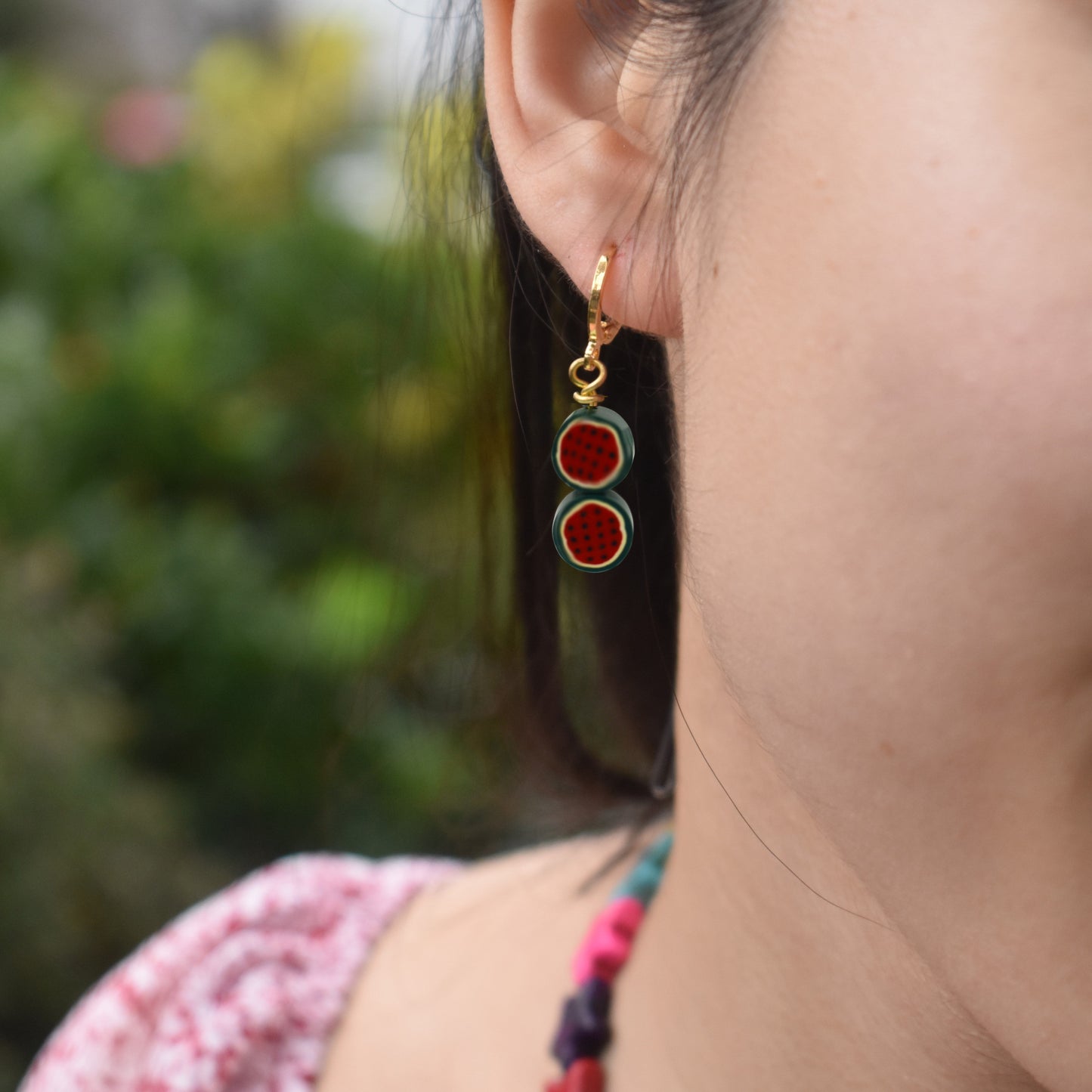 Watermelon fruit huggie earrings | by Ifemi Jewels-1