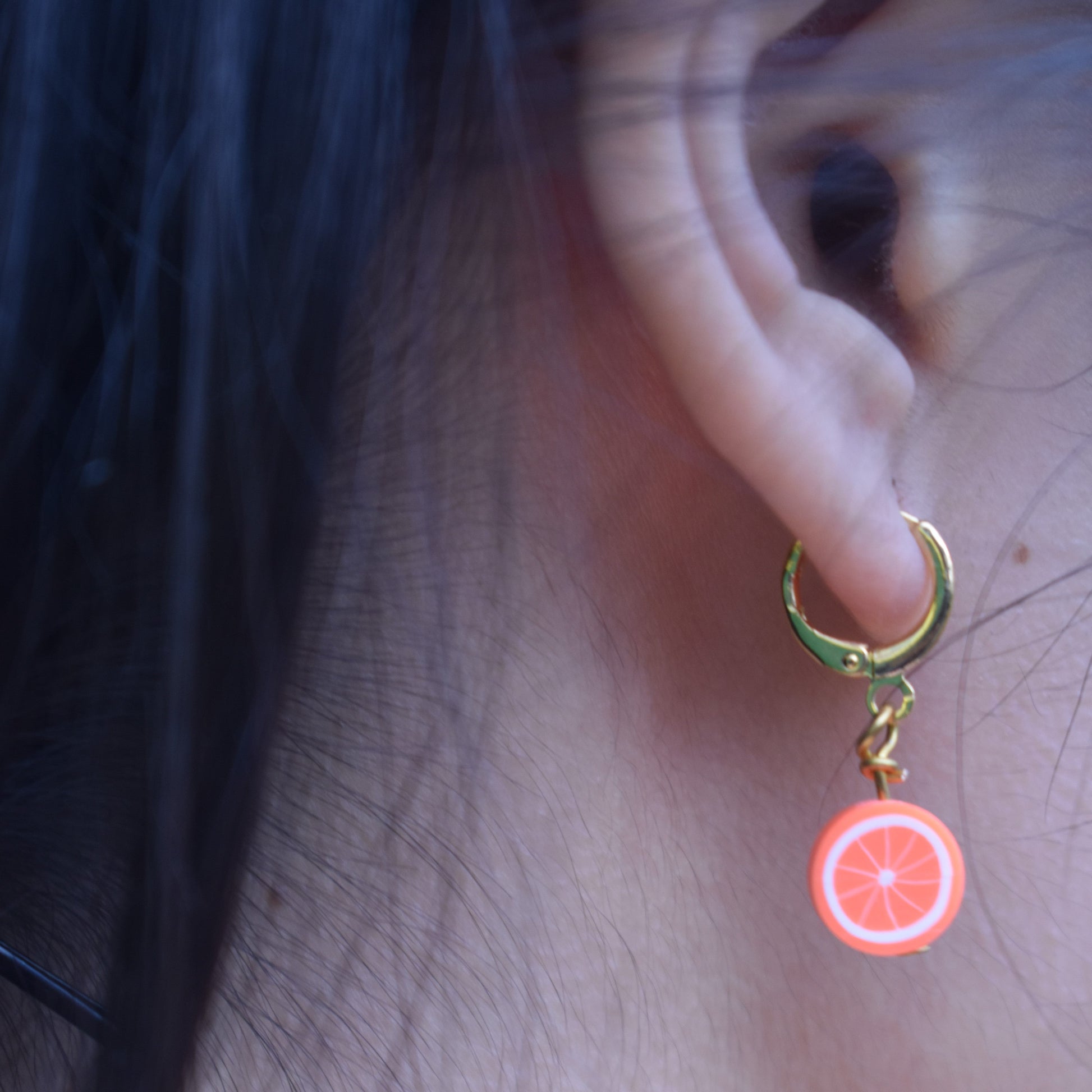 Orange Huggie Earrings | by Ifemi Jewels-3