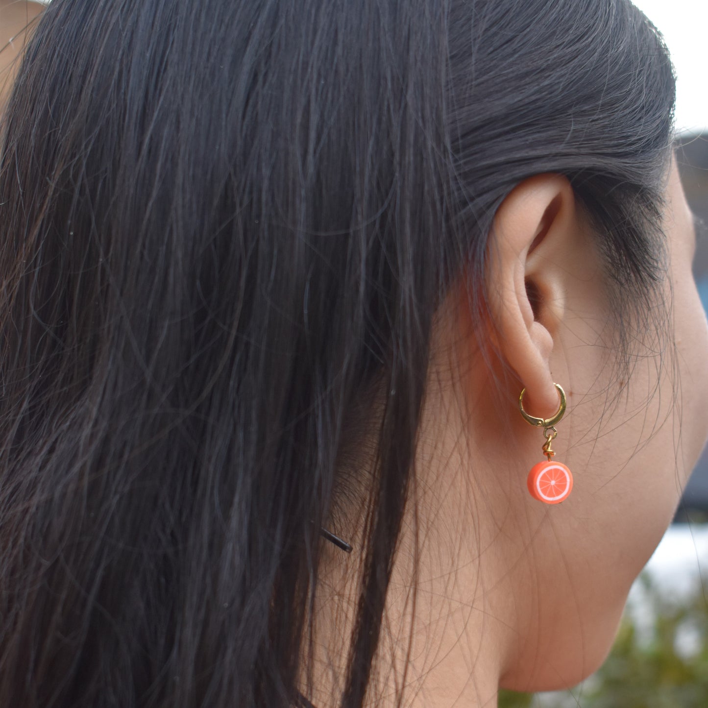 Orange Huggie Earrings | by Ifemi Jewels-1