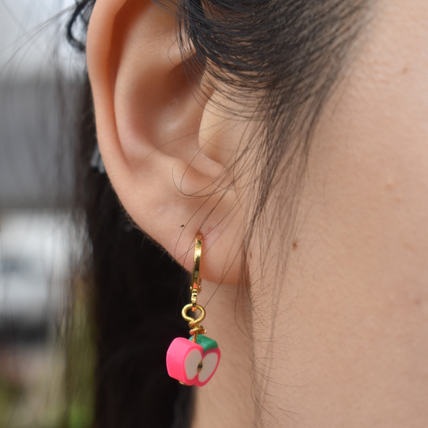 Pink Apples Huggie Earrings | by Ifemi Jewels-3