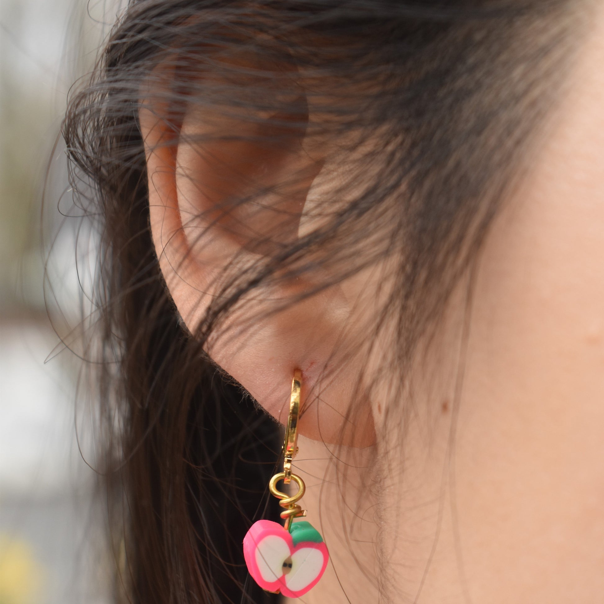 Pink Apples Huggie Earrings | by Ifemi Jewels-1