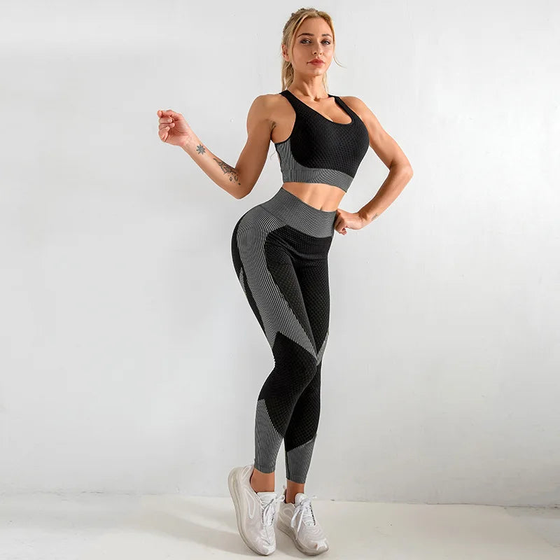 2021 Best Selling Seamless Yoga Sets Seamless Sports Bra Long Sleeve and Leggings-4