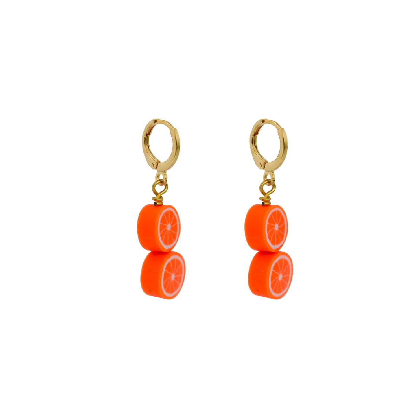 Orange fruit huggie drop earrings | by Ifemi Jewels-0