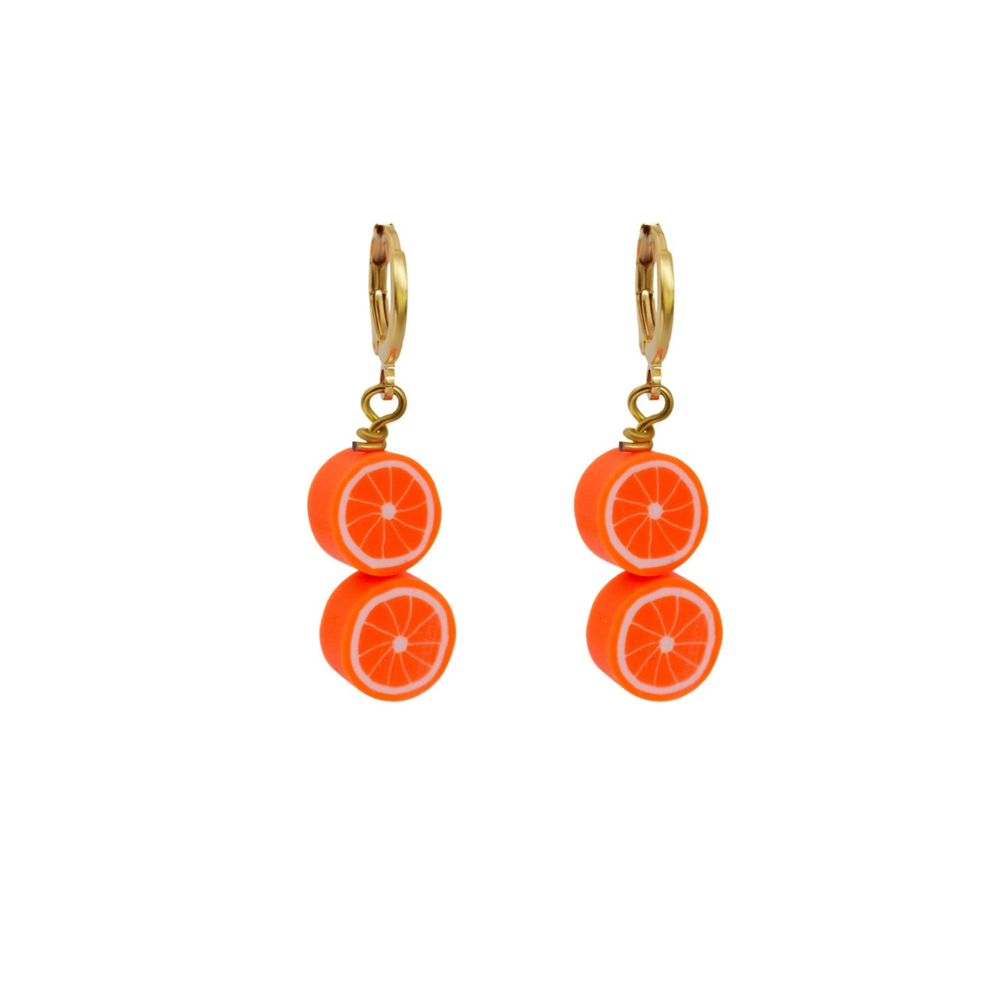 Orange fruit huggie drop earrings | by Ifemi Jewels-2