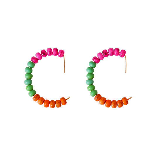 Colourful Carnival Festival Beaded Hoop Earrings, Festive Hoop Earrings, Statement Beaded Hoops, Trendy Festival Accessories | by lovedbynlanla-0