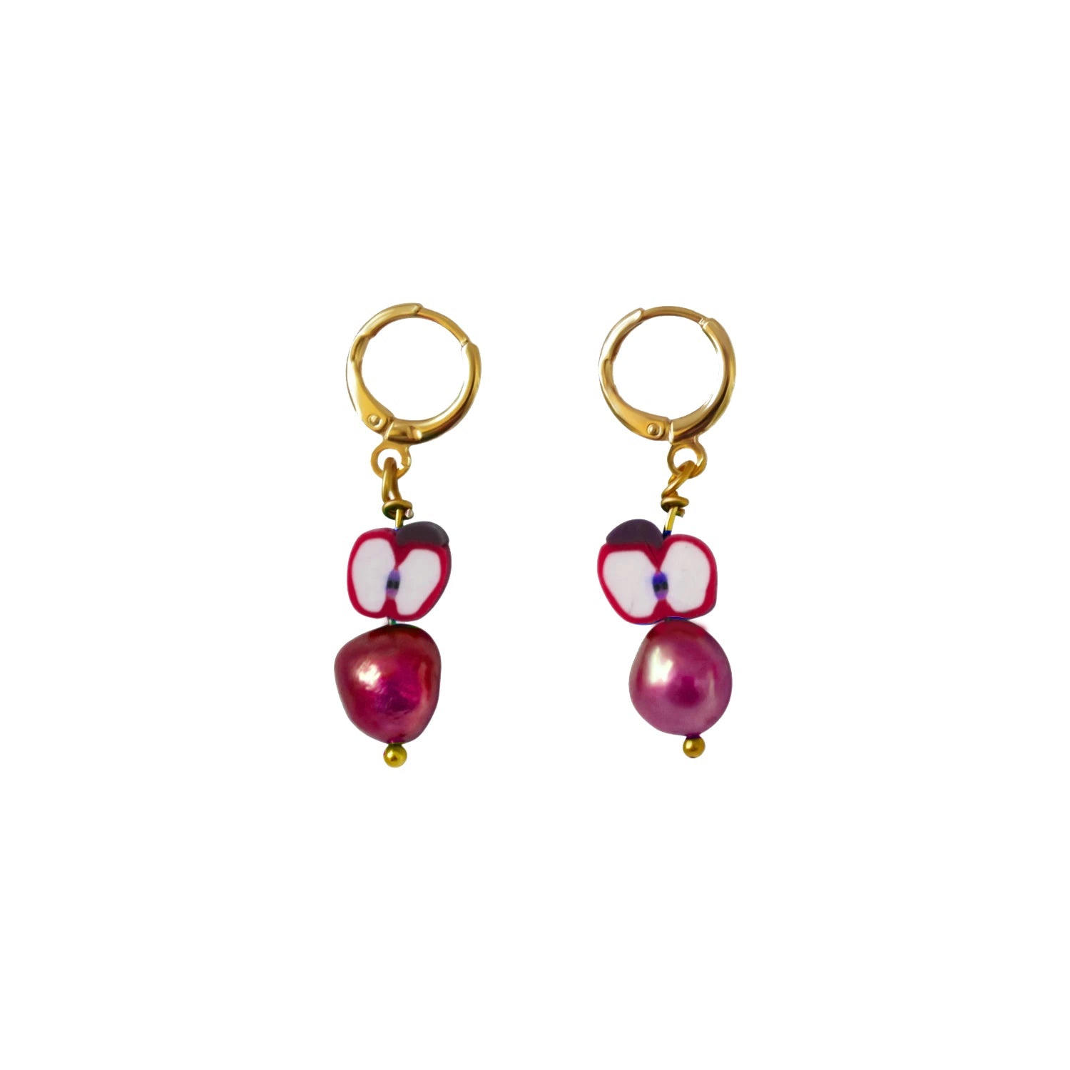 Red apples and red freshwater pearl earrings | by Ifemi Jewels-0