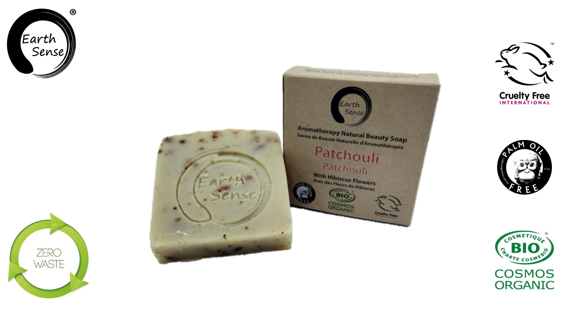 Organic Certified Solid Soap - Patchouli with Hibiscus Flowers 90g-1