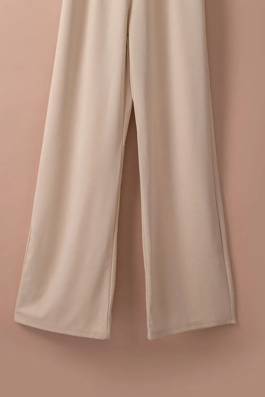 Apricot Bracelet Sleeve Waist Tie Wide Leg Jumpsuit-7