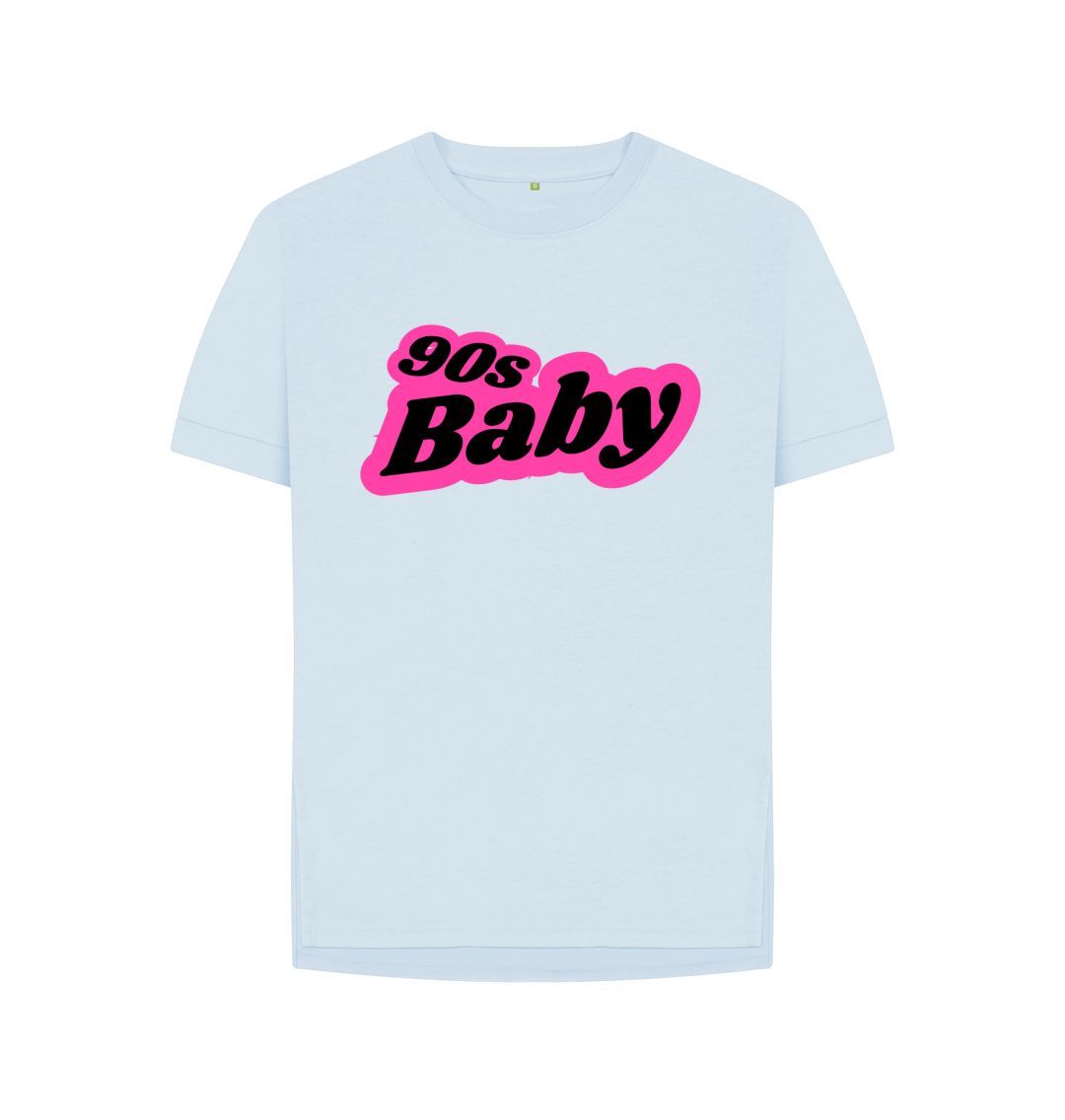 Sky Blue Women's 90s Baby Print T-Shirts