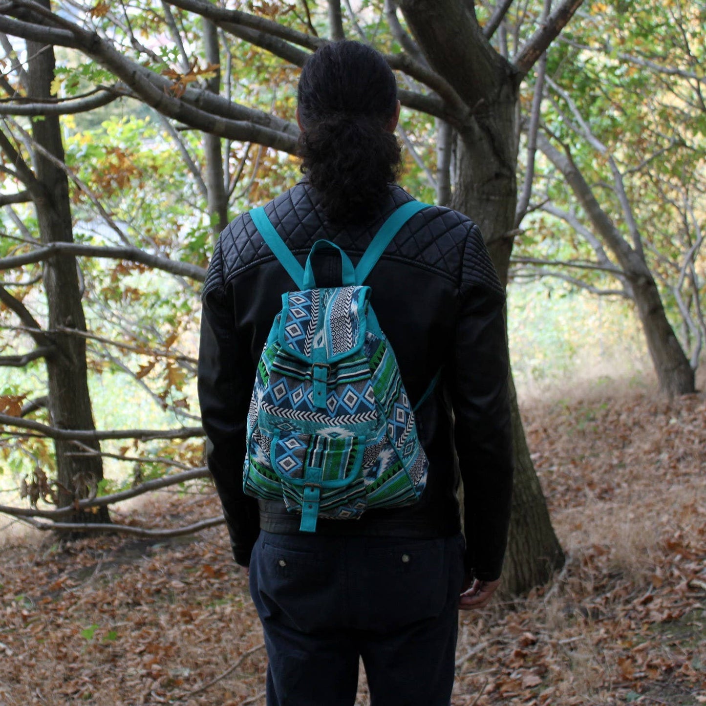 JNS-01 - Jacquard Bag - Teal Backpack