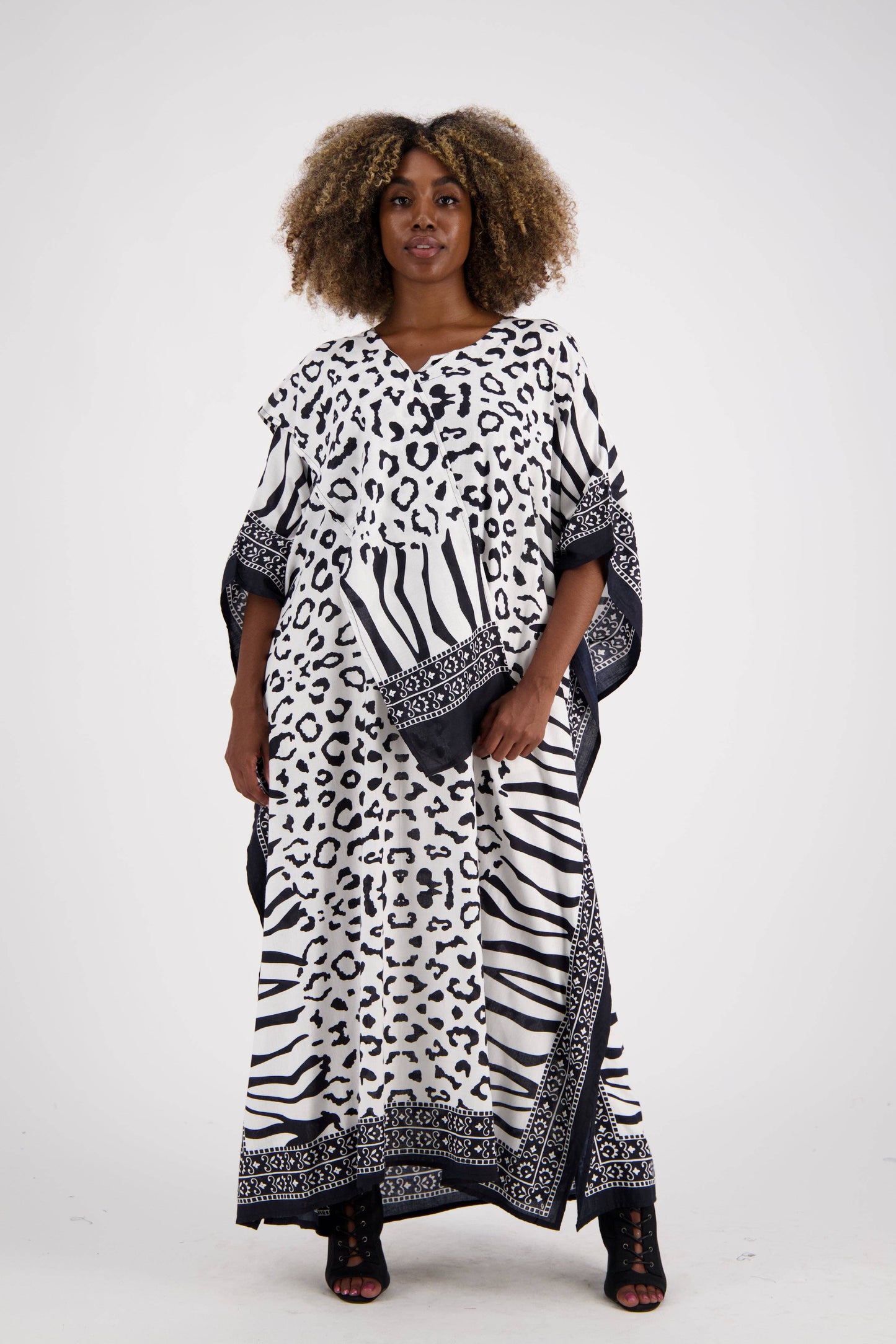 Zebra Print Kaftan KAF-1042: Assorted / One Size Fits Most