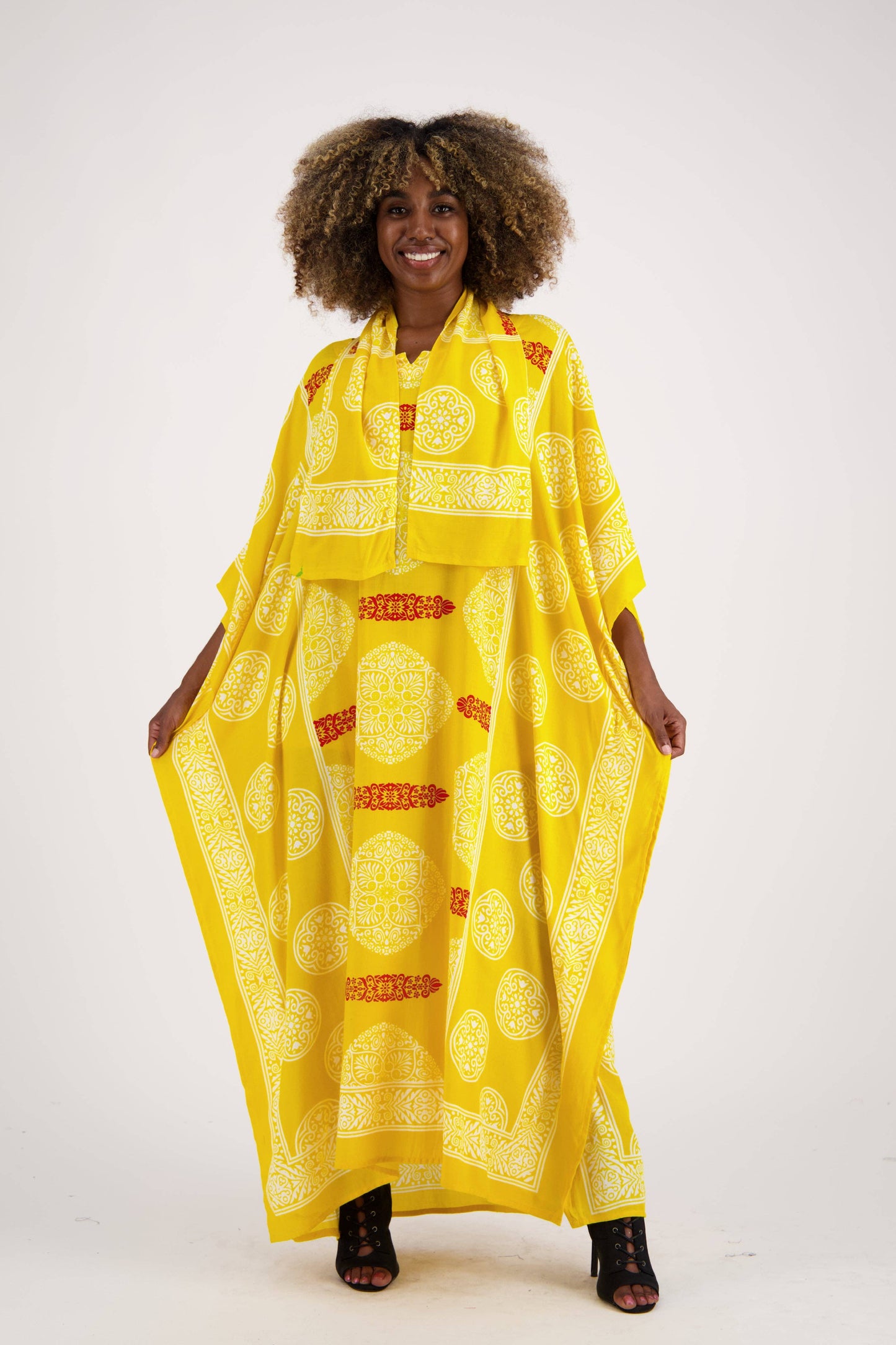 African Block Print Kaftan KAF-1046: Assorted / One Size Fits Most