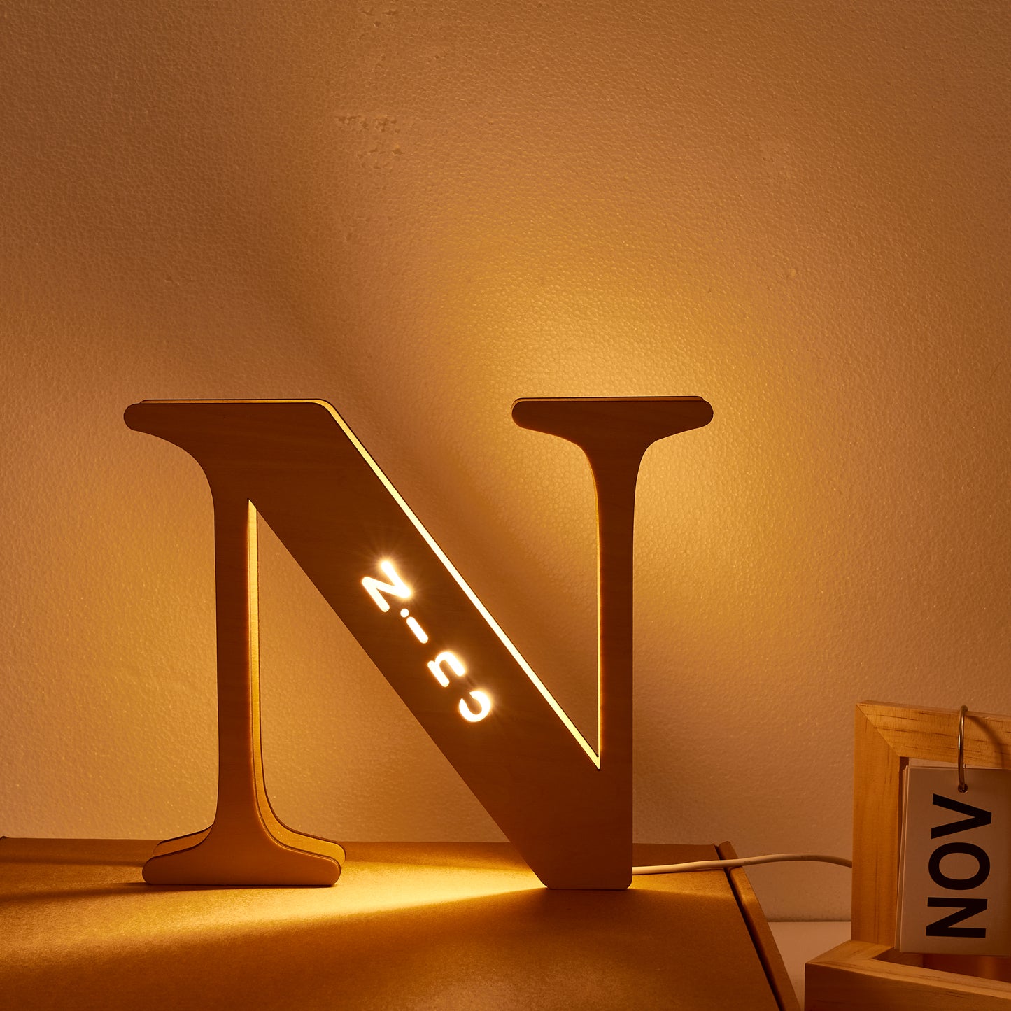 Personalised Wooden Letter Lamp Custom Name Alphabet Night Lights 19CM