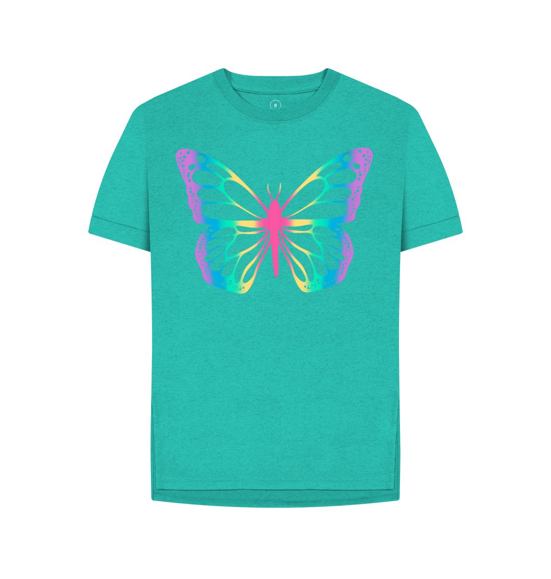 Seagrass Green Women's Butterfly Print T-Shirts