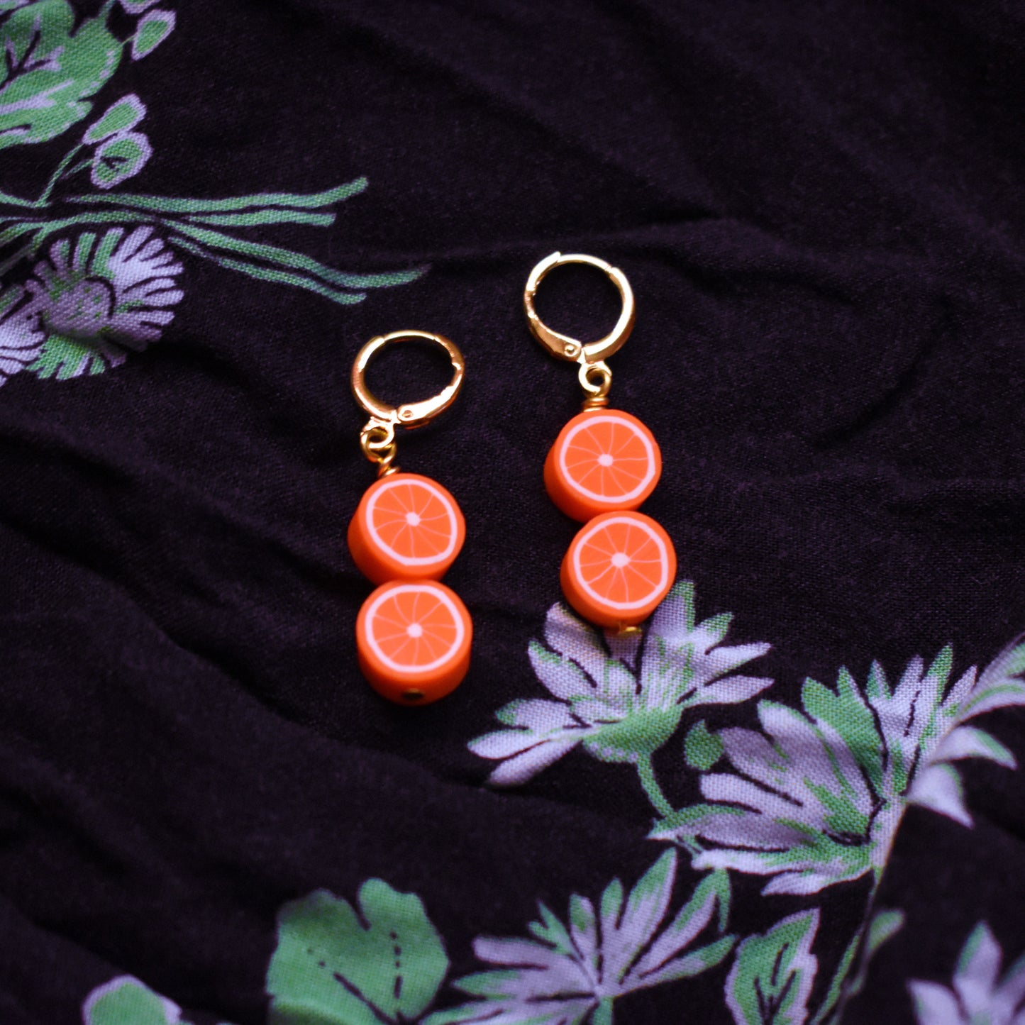 Orange fruit huggie drop earrings | by Ifemi Jewels-4