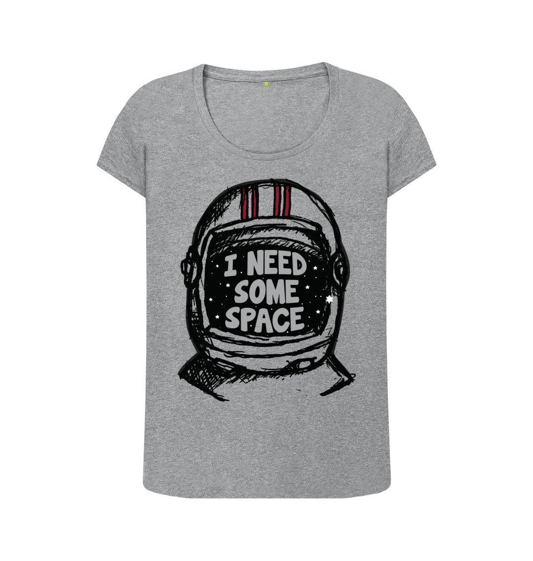 Athletic Grey I Need Some Space Print Women T-Shirts