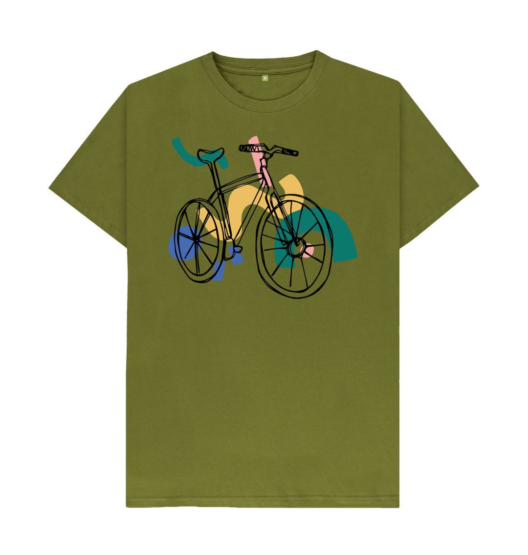 Moss Green Bicycle Print T-Shirt