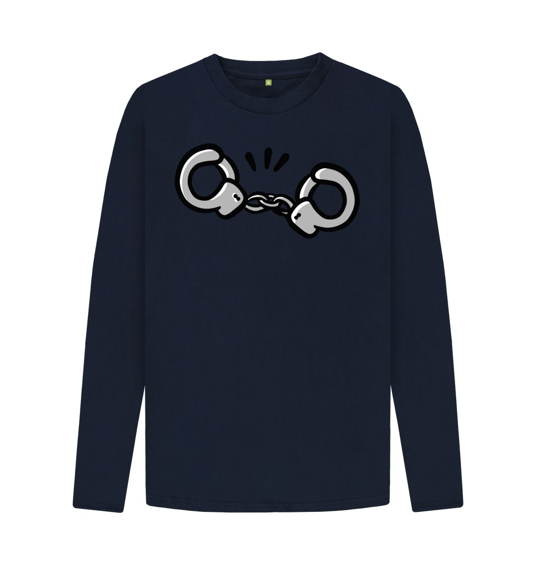 Navy Blue Men Empower cuff Print long Sleeve T-Shirt