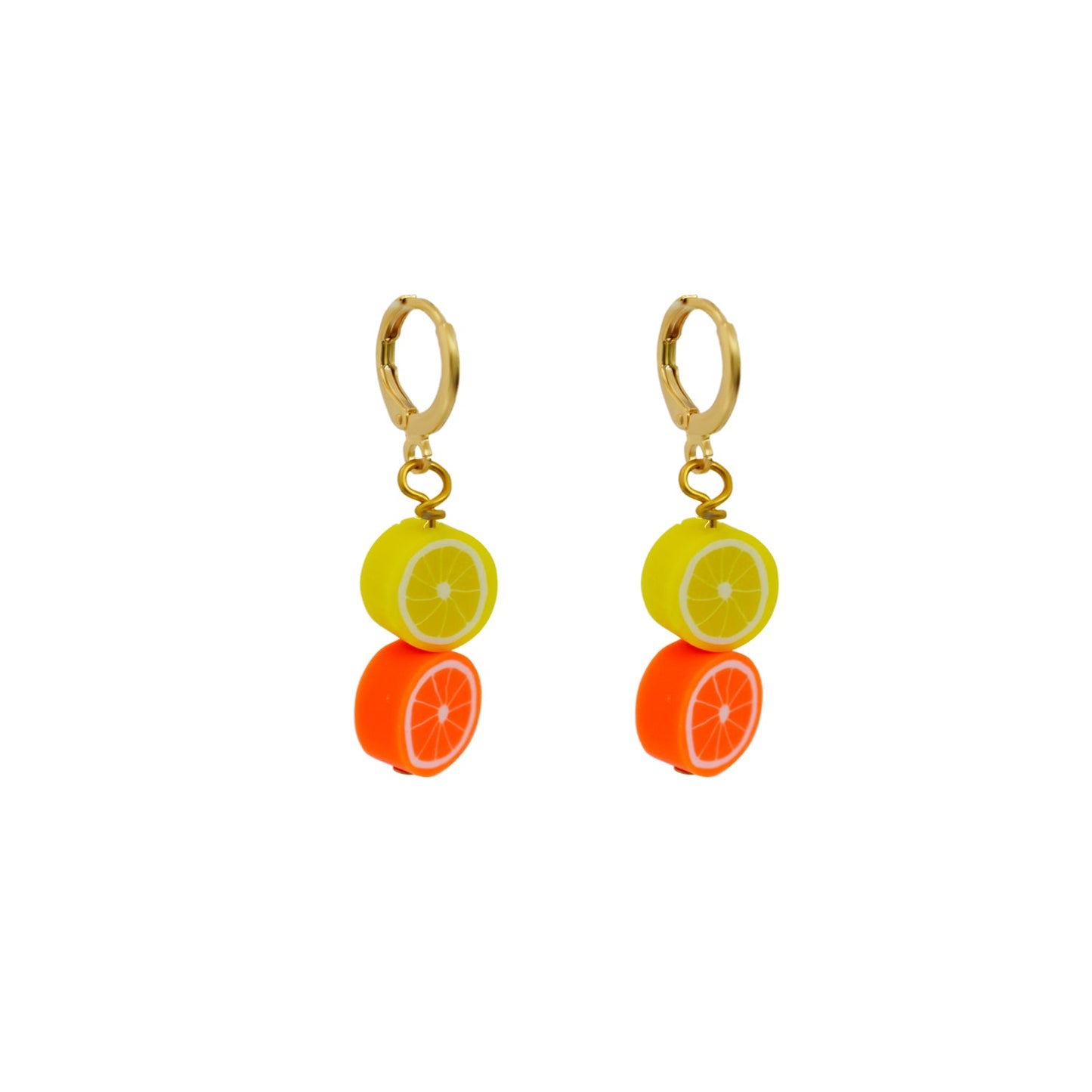 Lemon Yellow Orange huggie earrings | by Ifemi Jewels-0