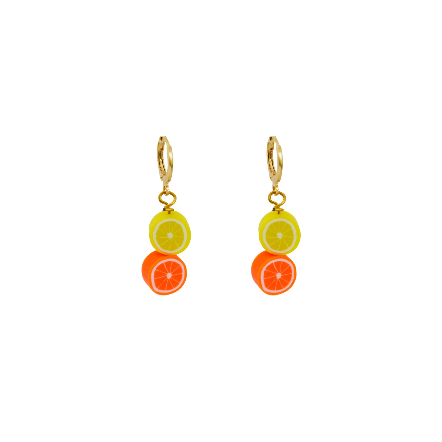 Lemon Yellow Orange huggie earrings | by Ifemi Jewels-2