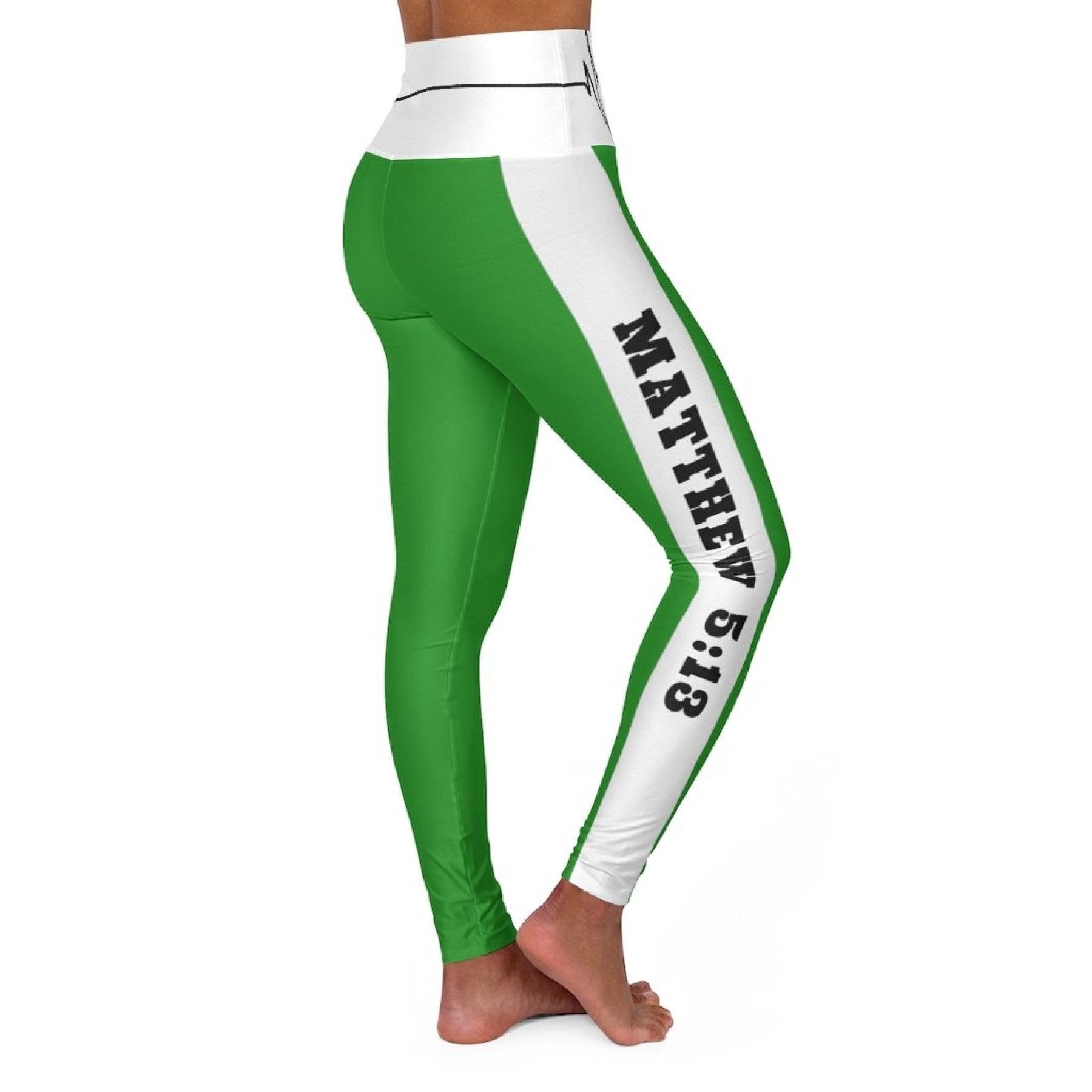 High Waisted Yoga Leggings, Forest Green Salt Of The Earth Matthew 5:13 Beating Heart Sports Pants-9