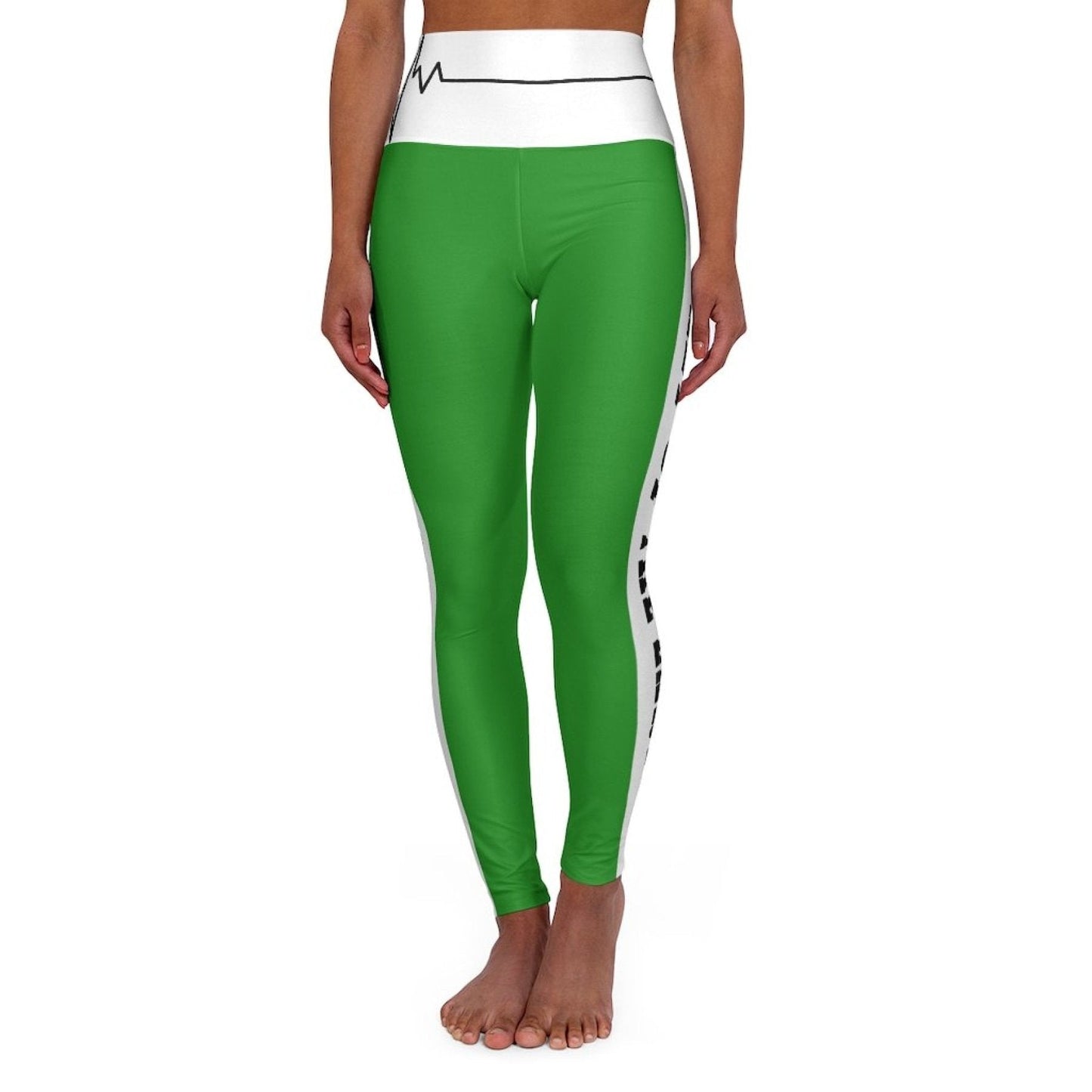 High Waisted Yoga Leggings, Forest Green Salt Of The Earth Matthew 5:13 Beating Heart Sports Pants-7