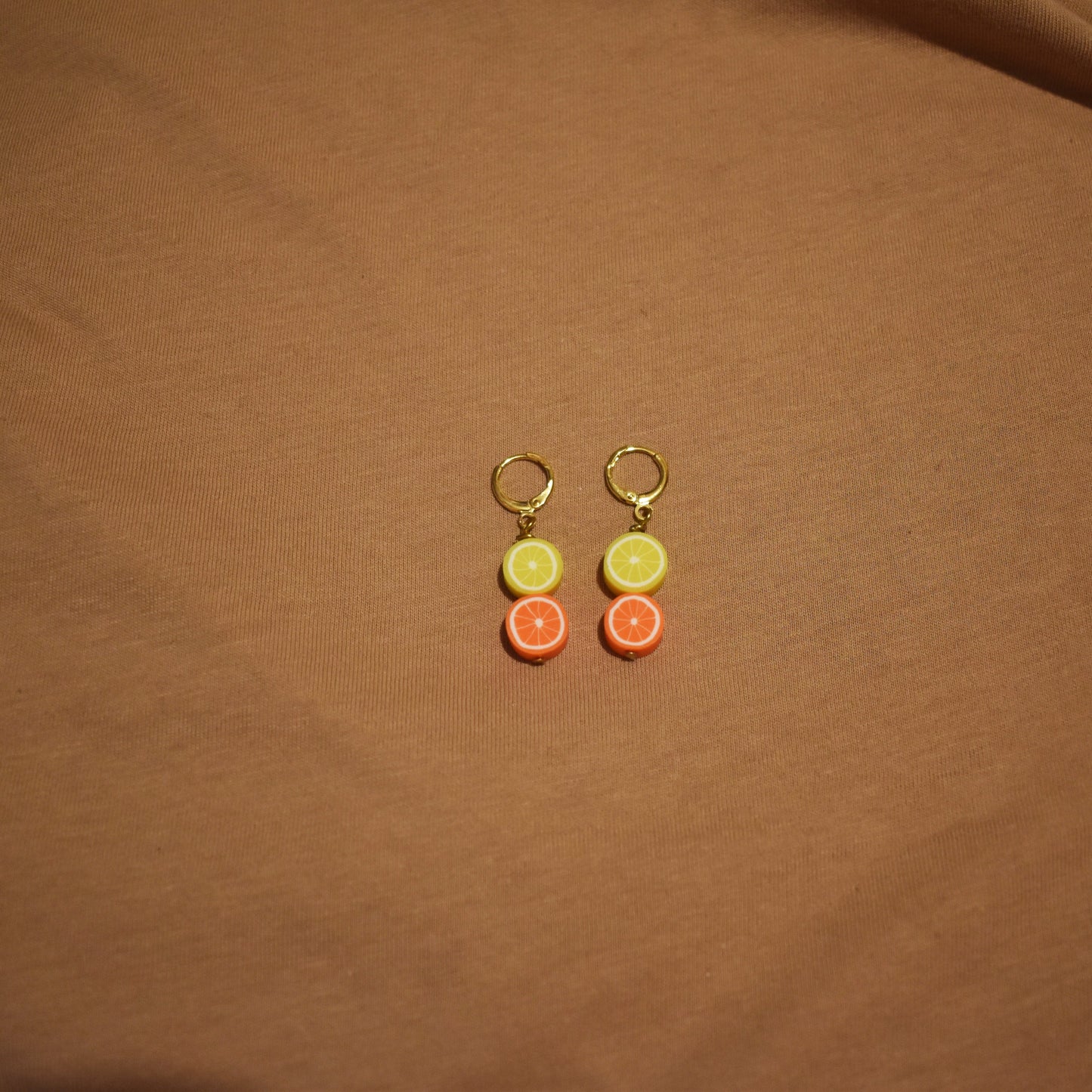 Lemon Yellow Orange huggie earrings | by Ifemi Jewels-4