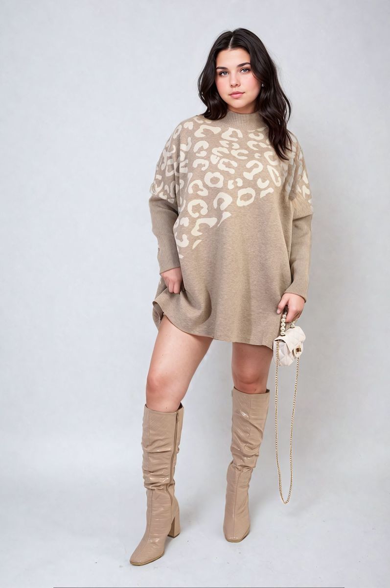 Leopard Print Knitted Long Sleeve Jumper