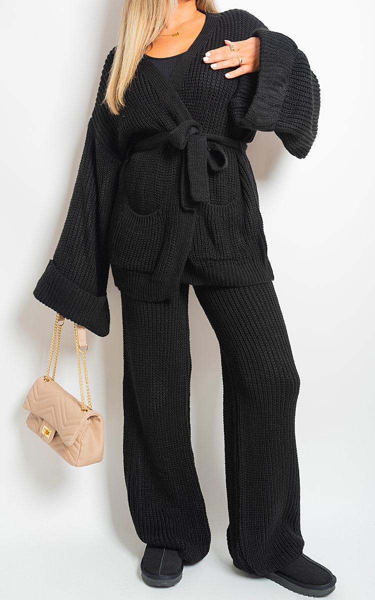 Belted Pocket Knit Co-ord Set-0