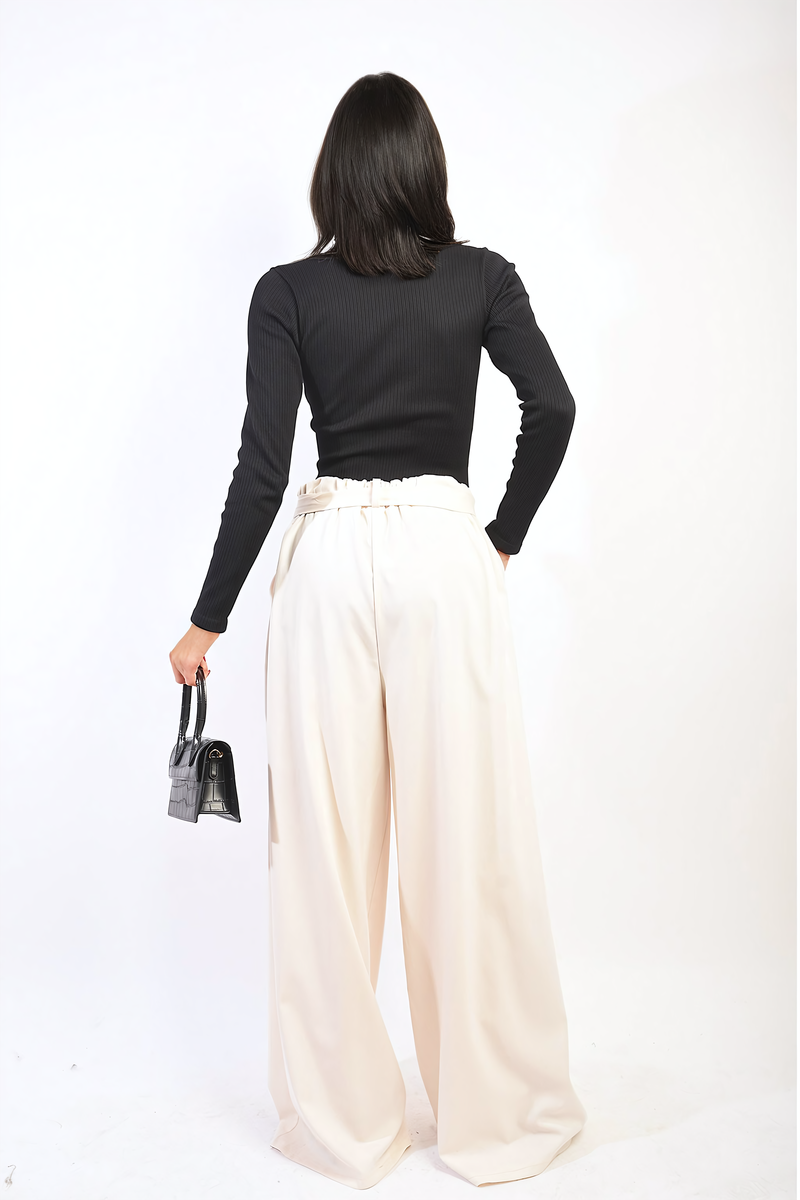 High Waist Belted Wide Leg Trouser-2