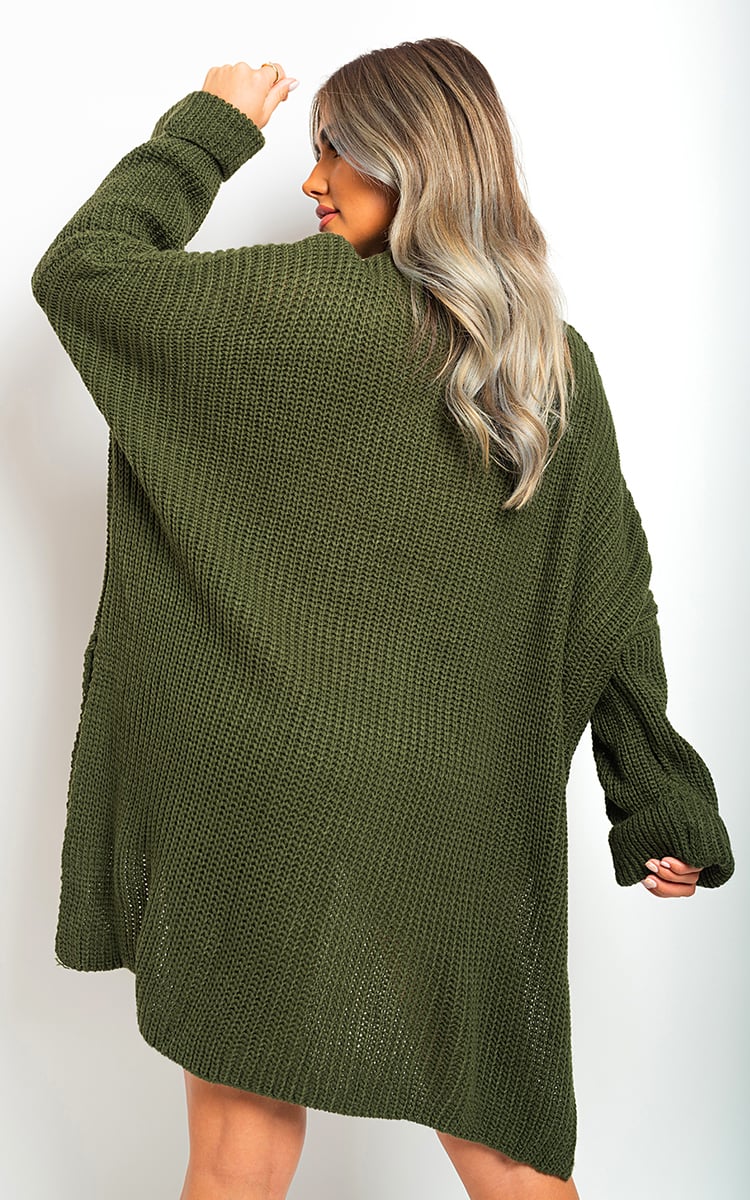 High Neck Oversized Long Sleeve Knitted Jumper-8