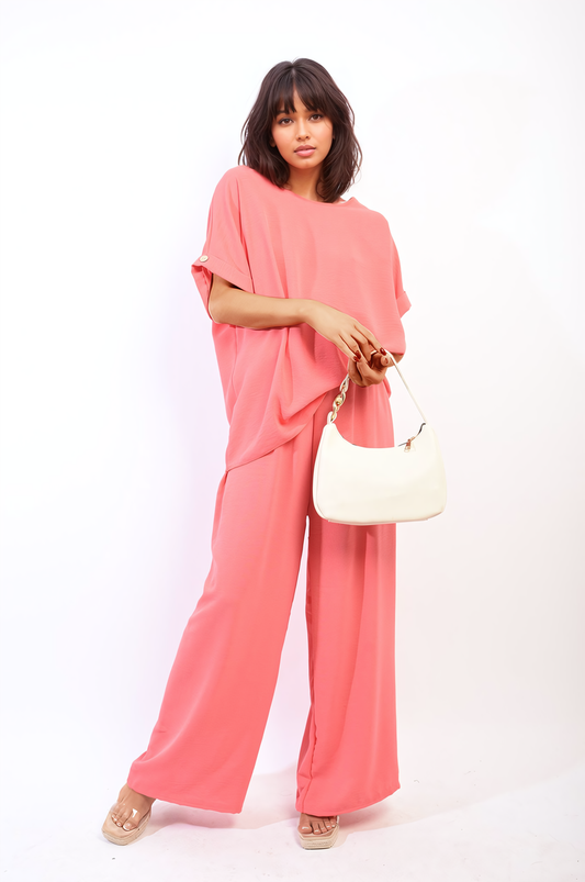 Oversized Top and Wide Leg Trousers Co-ord Set-0