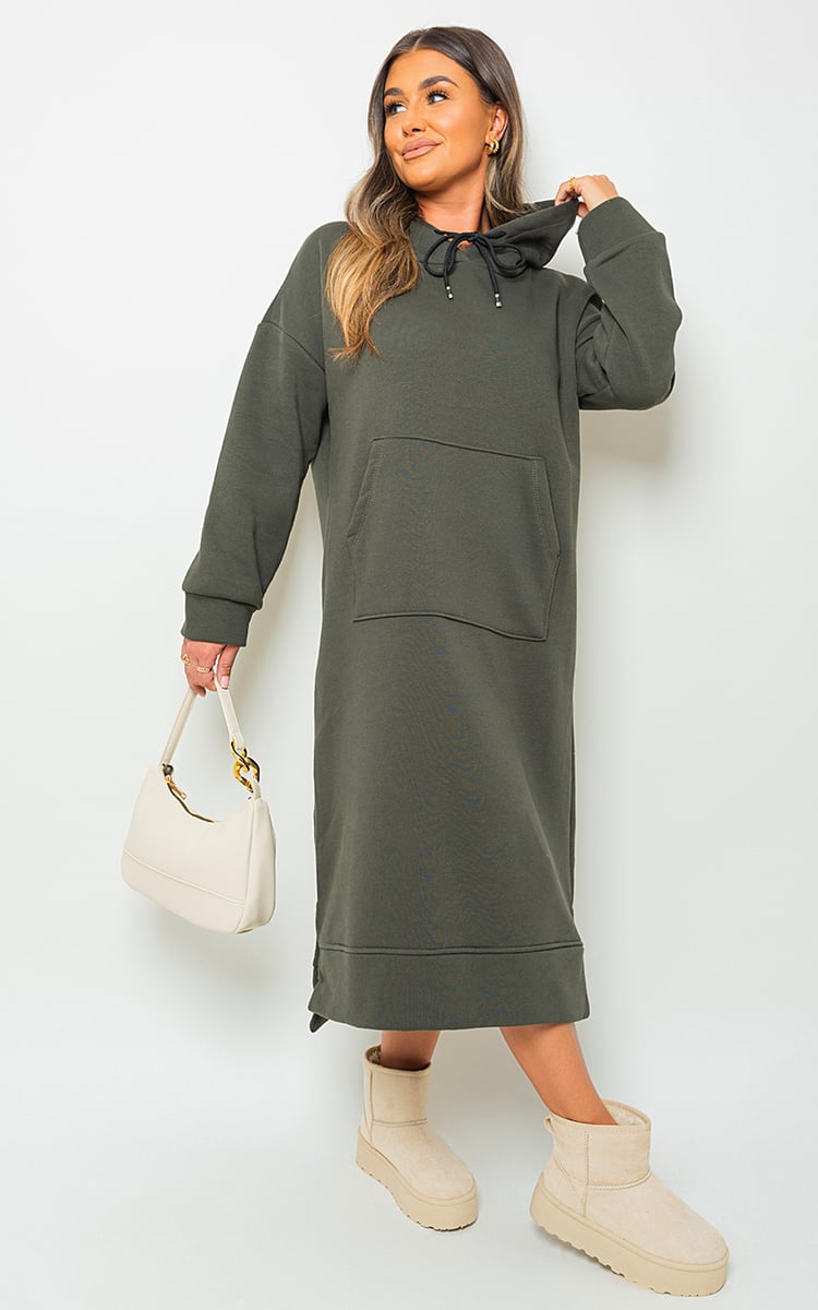 Kangaroo Pocket Long Loose Hoodie-7