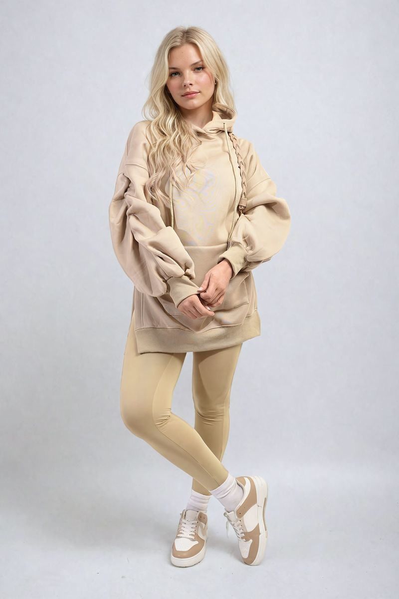 Oversized Hoodie with Side Split and Leggings Co ord Set