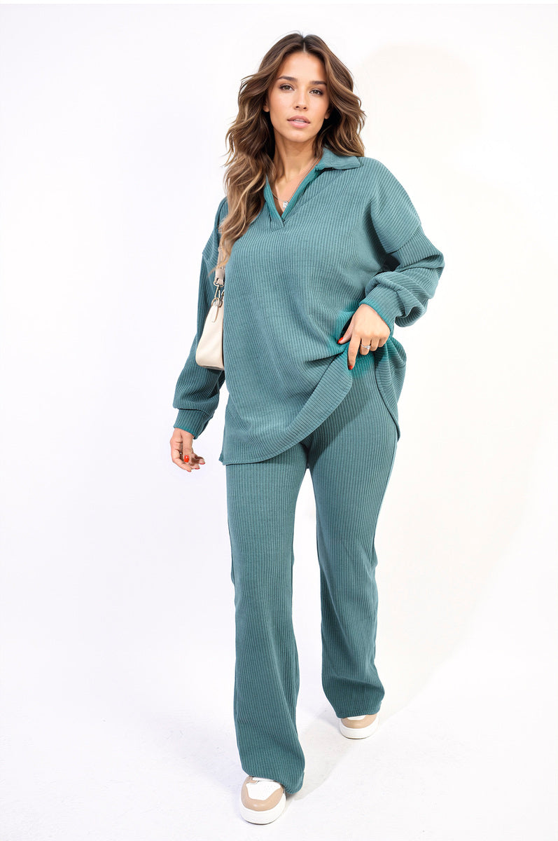 Collared Long Sleeve & Trouser Co-ord Set-13